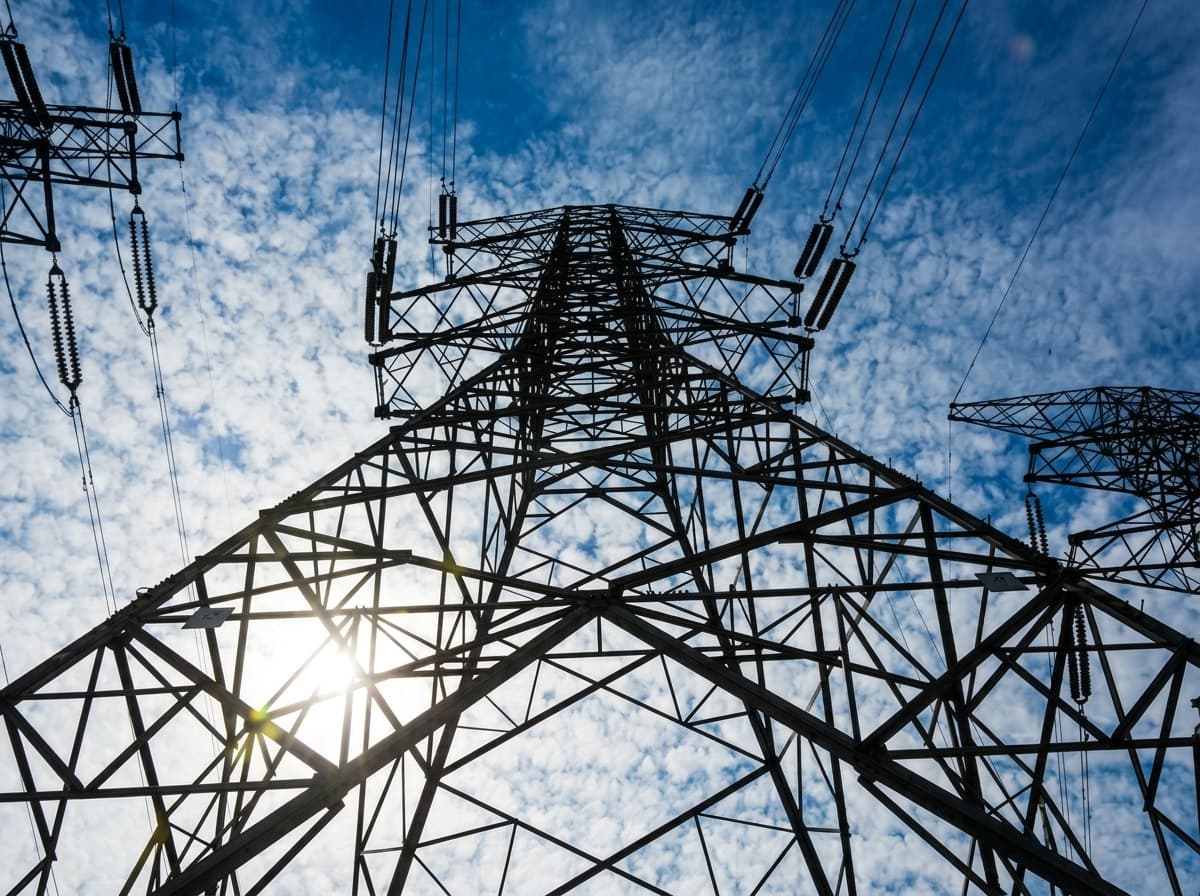 Electricity transmission pylons carrying supply across the grid